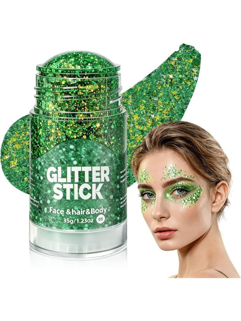 🎃Halloween Face Body Glitter Stick Green Sparkly Hair Glitter Chunky Sequin